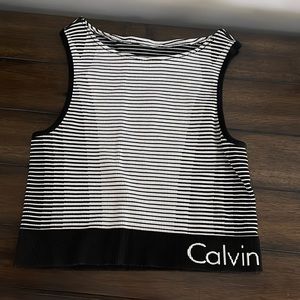 Striped tank top, black and white, Calvin Klein sweater material